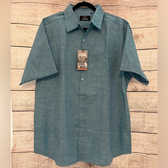 4/$25 NWT Men’s Blue Button Down Shirt Size XXL - Picture 3 of 13